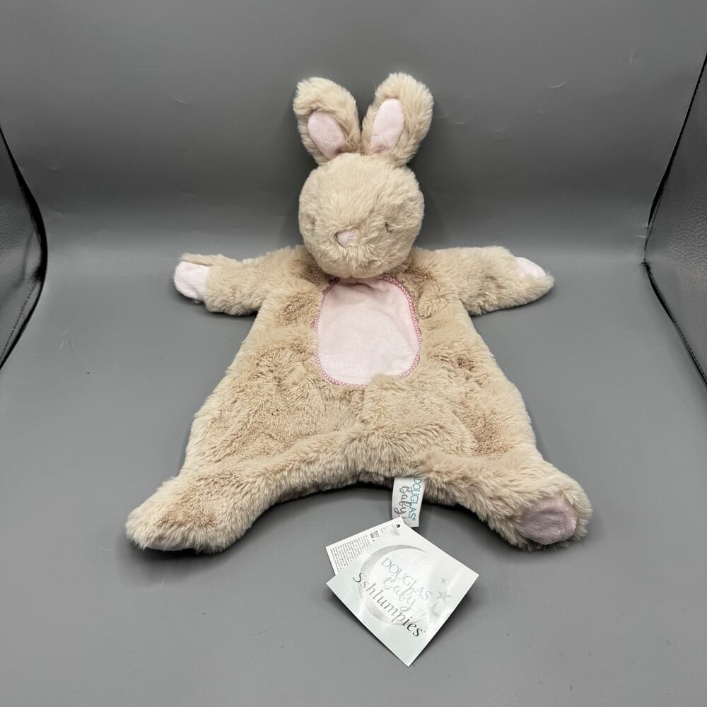 Douglas Baby Sshlumpies Beckett Bunny Lovey Tan Pink 19" Security Blanket NEW